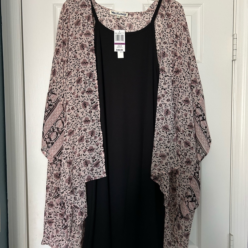 Wallflower Black and Pink Floral Sweater